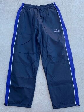 Vintage Quiksilver Track Pants Straight Leg 1990s Navy Blue Grunge